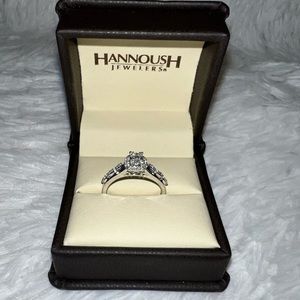 14KTWG HALO ENGAGEMENT RING SIZE 8.5